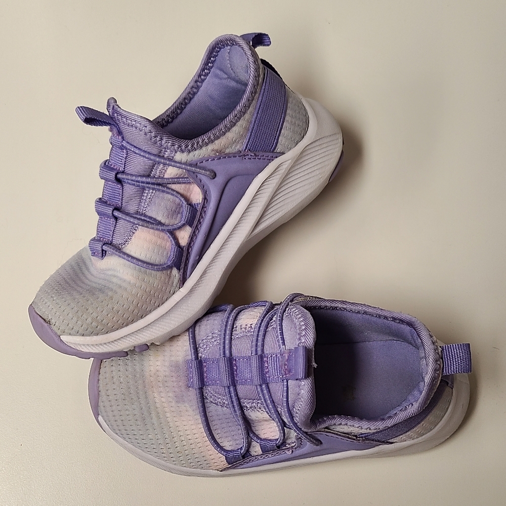 Kids Lavender Tie Dye Athletic Works Cage Knit Sneakers SlipOn Shoes Memory Foam